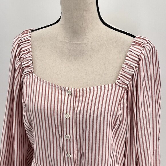 CAbi #5890 The Visionary Festive Stripe Carnival Top w/ Puff Sleeves Size Large - Picture 3 of 5